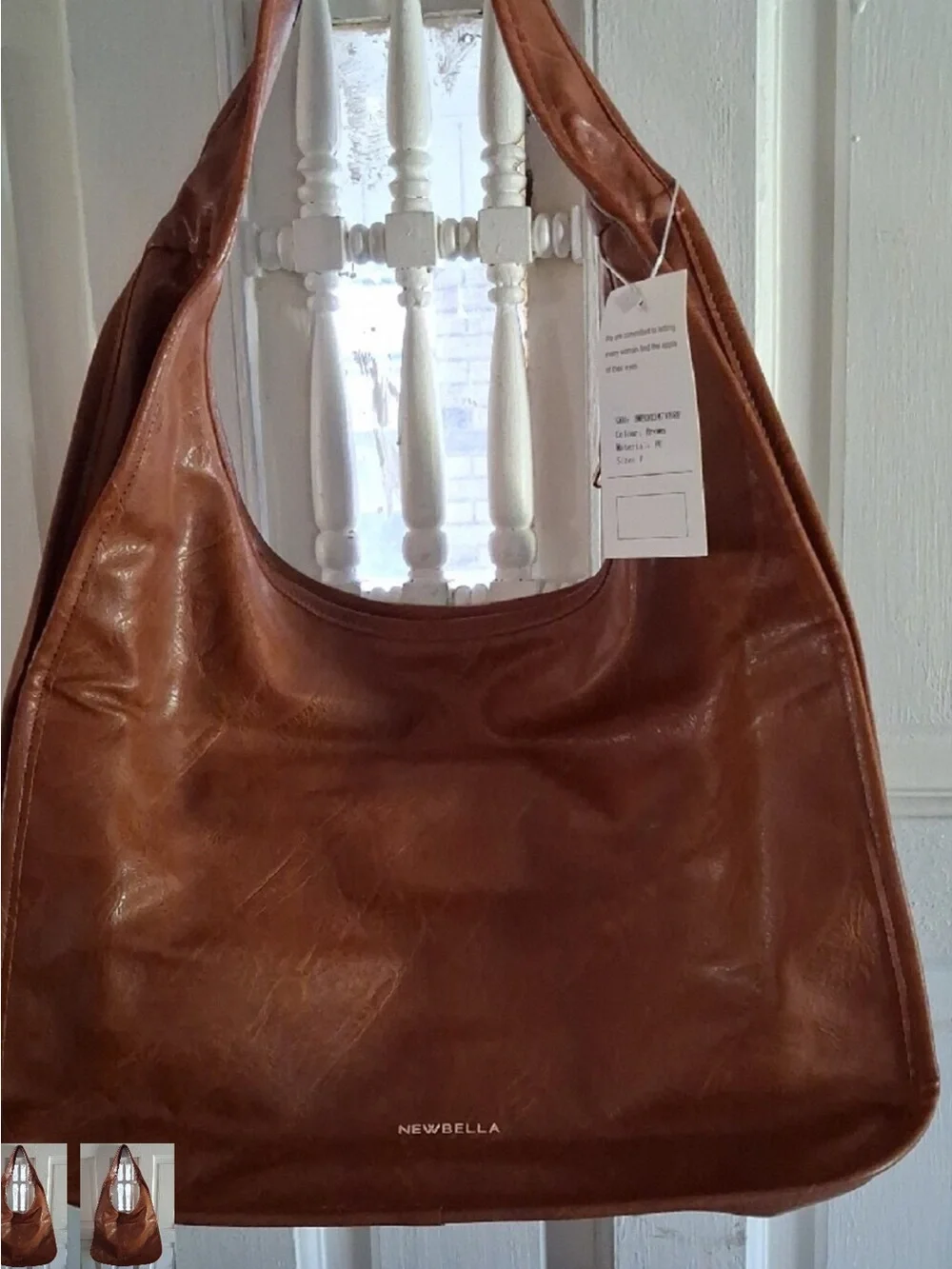 NEWBELLA Cognac Leather Hobo Bag